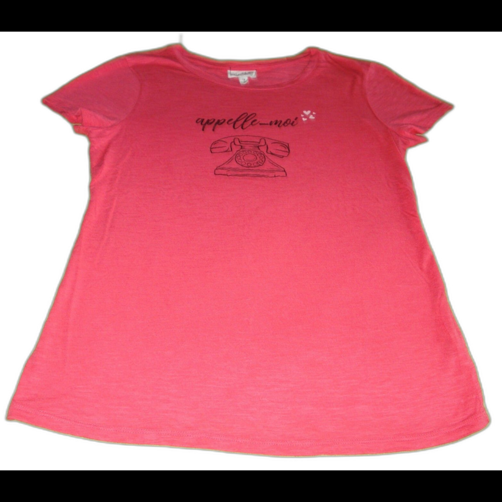 Maison Jules Pink T Shirt Phone Graphic Print Apelle Moi (call me) Size L